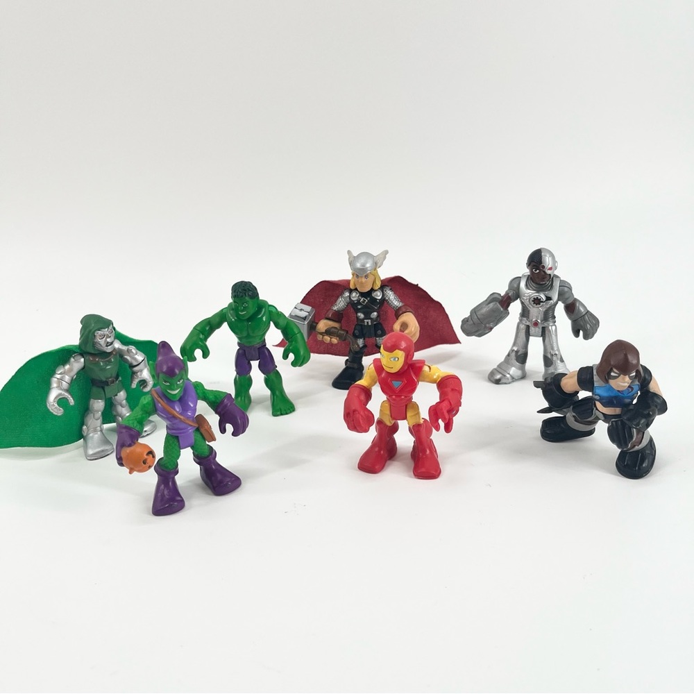 8 Imaginext Marvel Set Thor Hawk Man Arrow Iron Man Cyborg Green Goblin Halk
